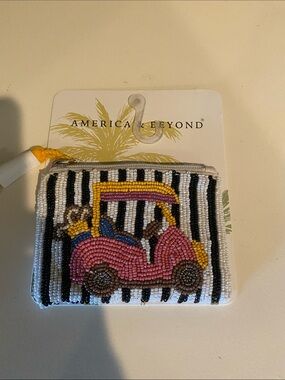Tjmaxx America & Beyond Pink Beaded Travel Coin Pouch